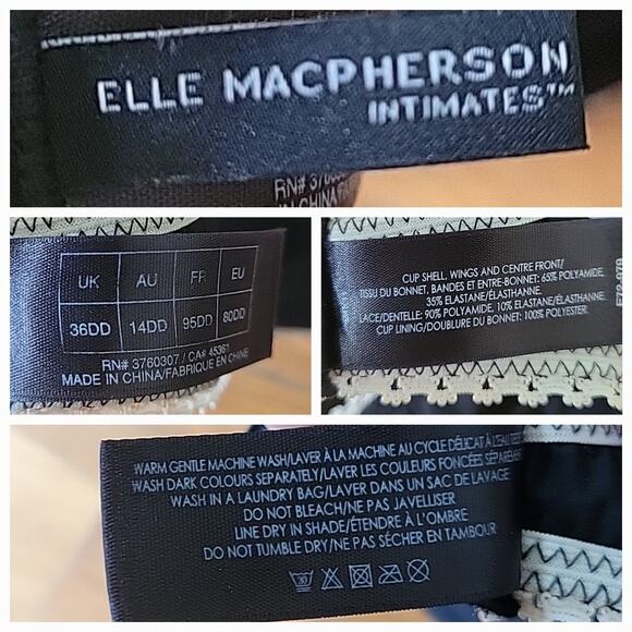 Elle Macpherson Intimates Daisy Chains Contour Bra 36DD Black Lace Trim E72979 - Picture 5 of 6